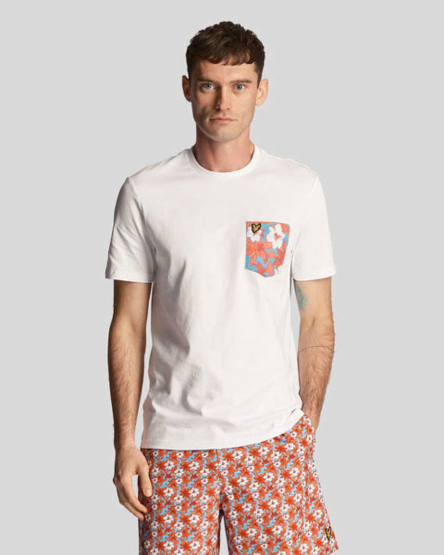 Lyle and Scott Floral Print Pocket T-shirt In White
