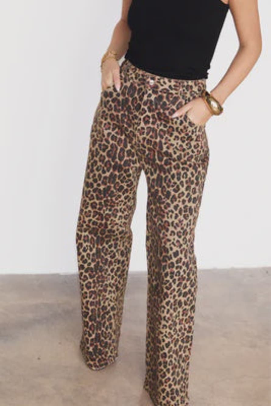 Never Fully Dressed Lucia Scallop Detail Jeans - Leopard