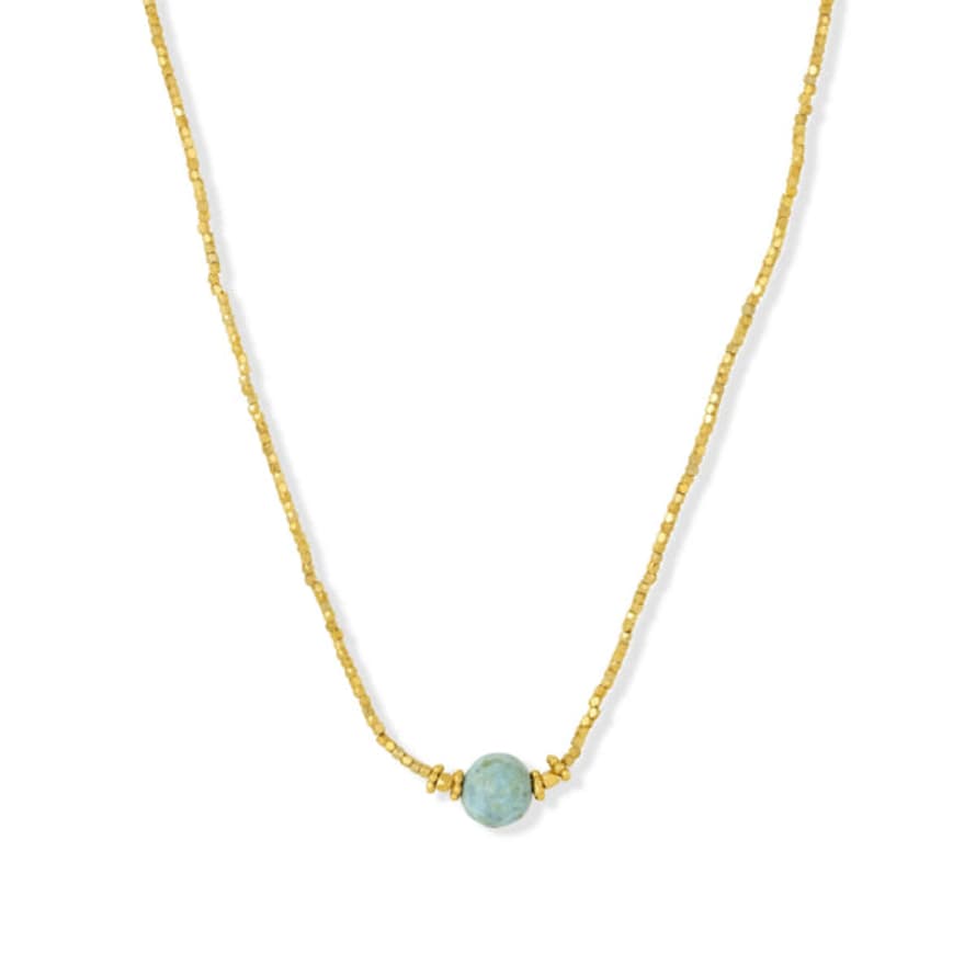 Ashiana Bluebell Choker Gold Necklace - Amazonite