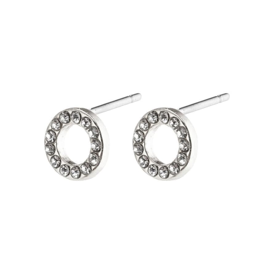 Pilgrim Tessa Recycled Crystal Halo Earrings Silver-plated