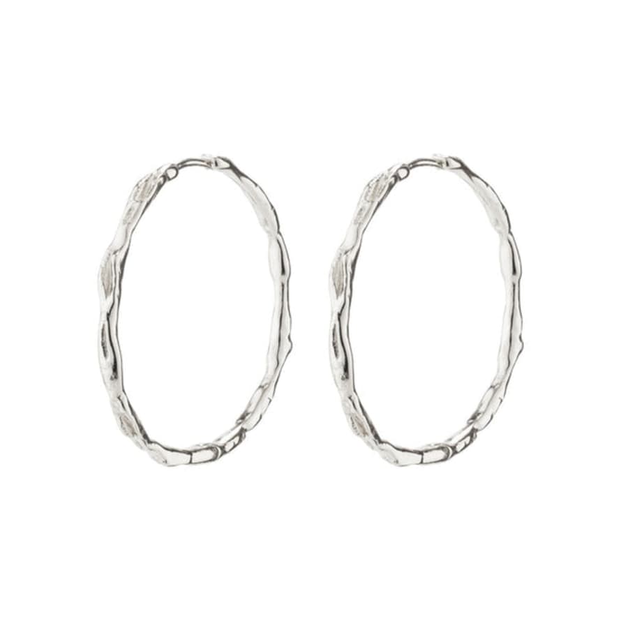 Pilgrim Eddy Recycled Organic Shaped Maxi Hoops Silver-plated