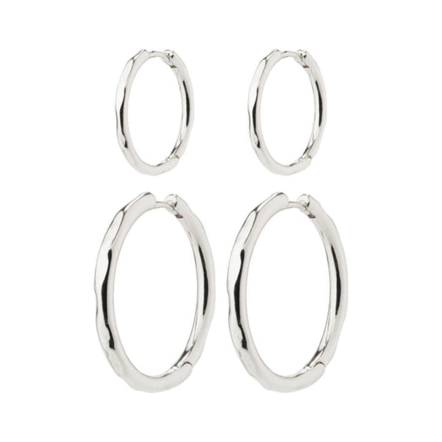 Pilgrim Eve Hoop Earrings 2-in-1 Set Silver-plated