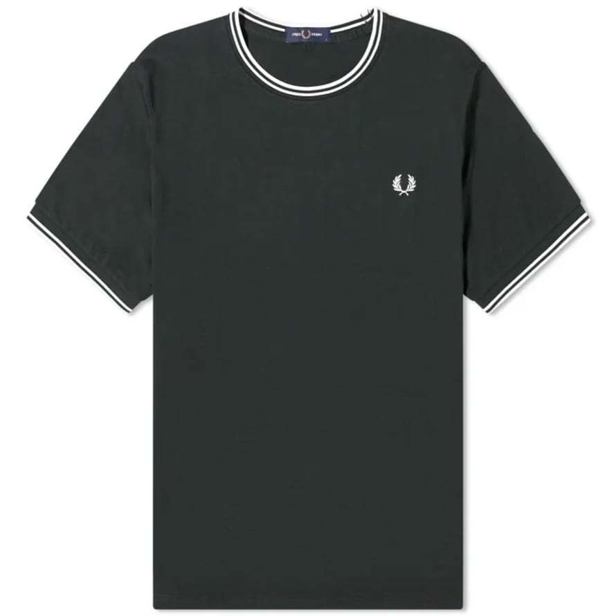 Fred Perry Twin Tipped Tee Night Green & Snow White