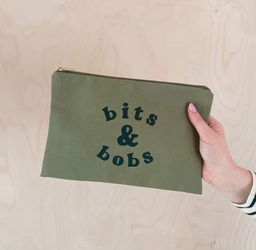 ALPHABETBAGS Olive Green Bits & Bobs Zip Pouch