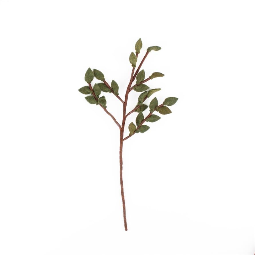 Sjaal met Verhaal Felt Flower - Branch with green leaves