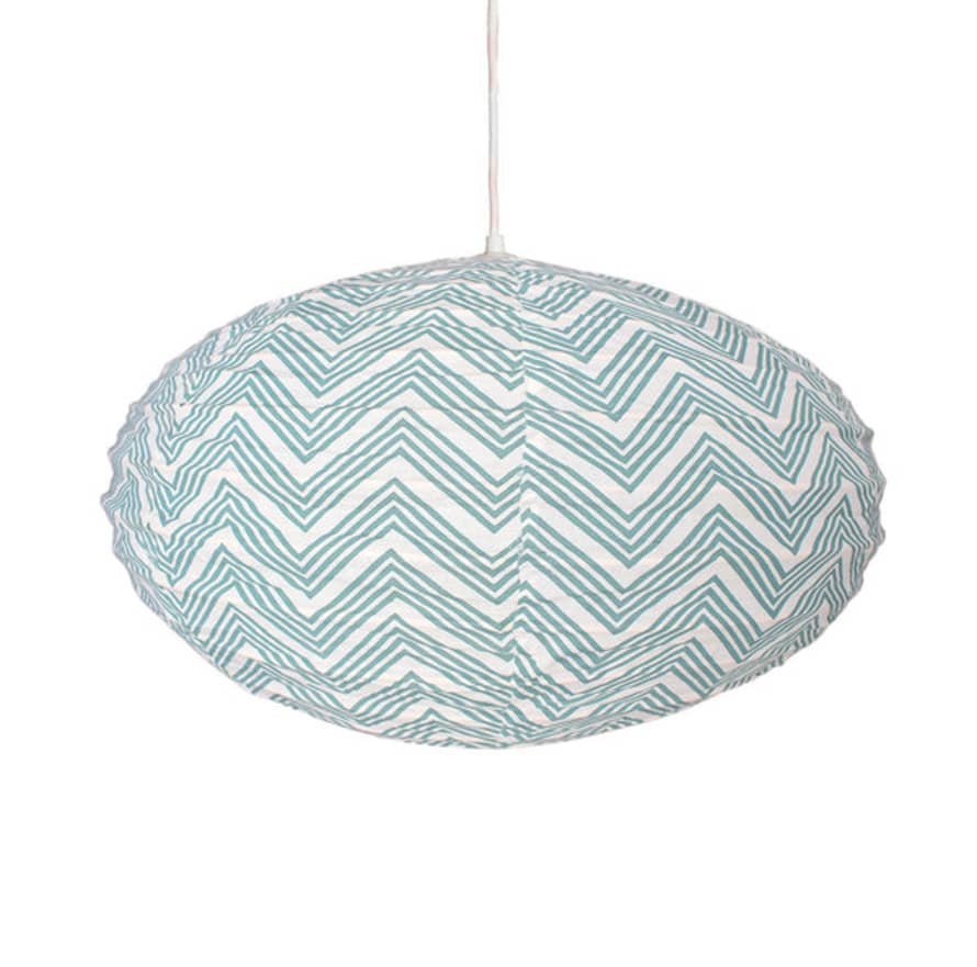 Curiouser and Curiouser Small 60cm Cream & Teal Kuba Cotton Pendant Lampshade