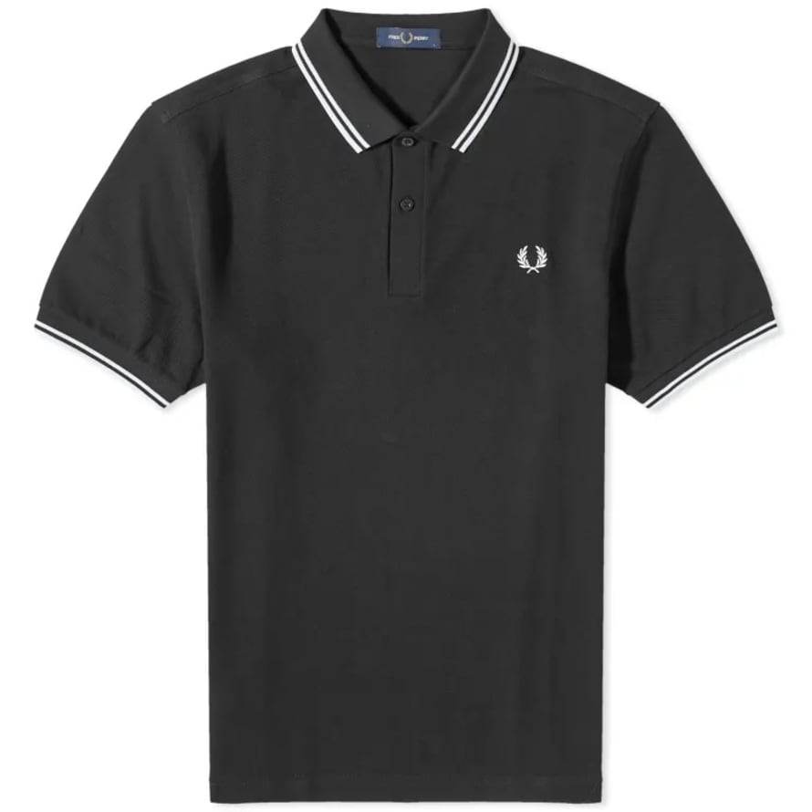 Fred Perry Fred Perry Slim Fit Twin Tipped Polo Black & White