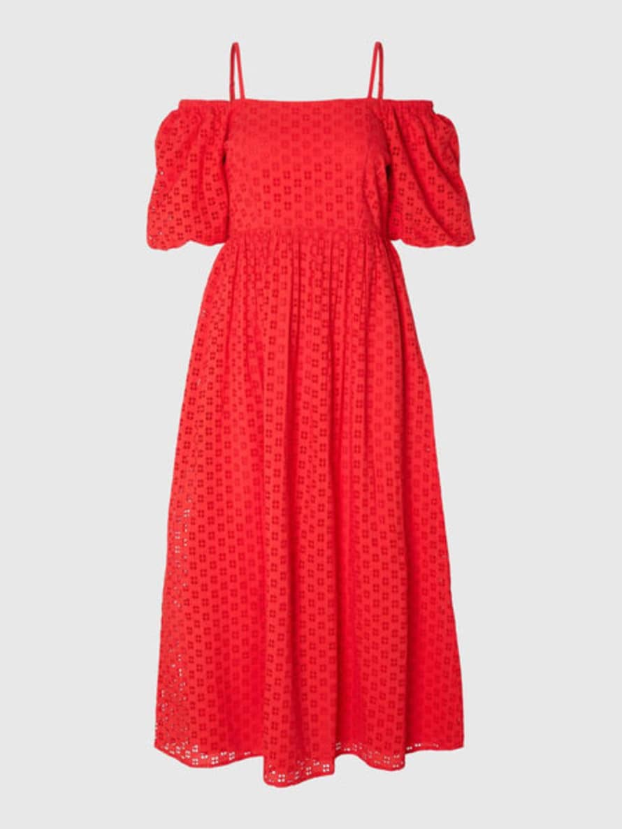 Selected Femme - Off-shoulder Midi Dress