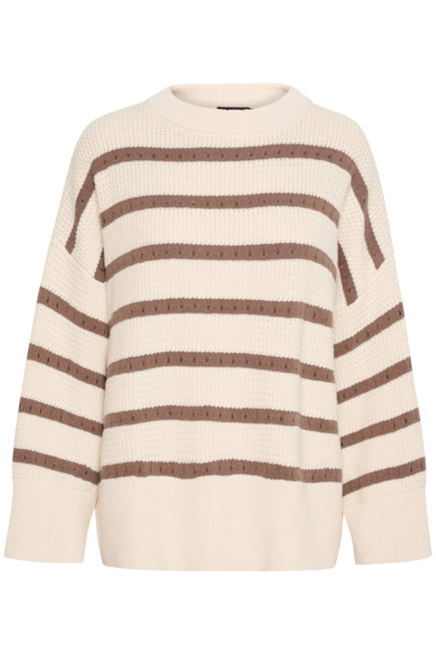 Soaked in Luxury  Slravalina Stripe Pullover | White And Walnut