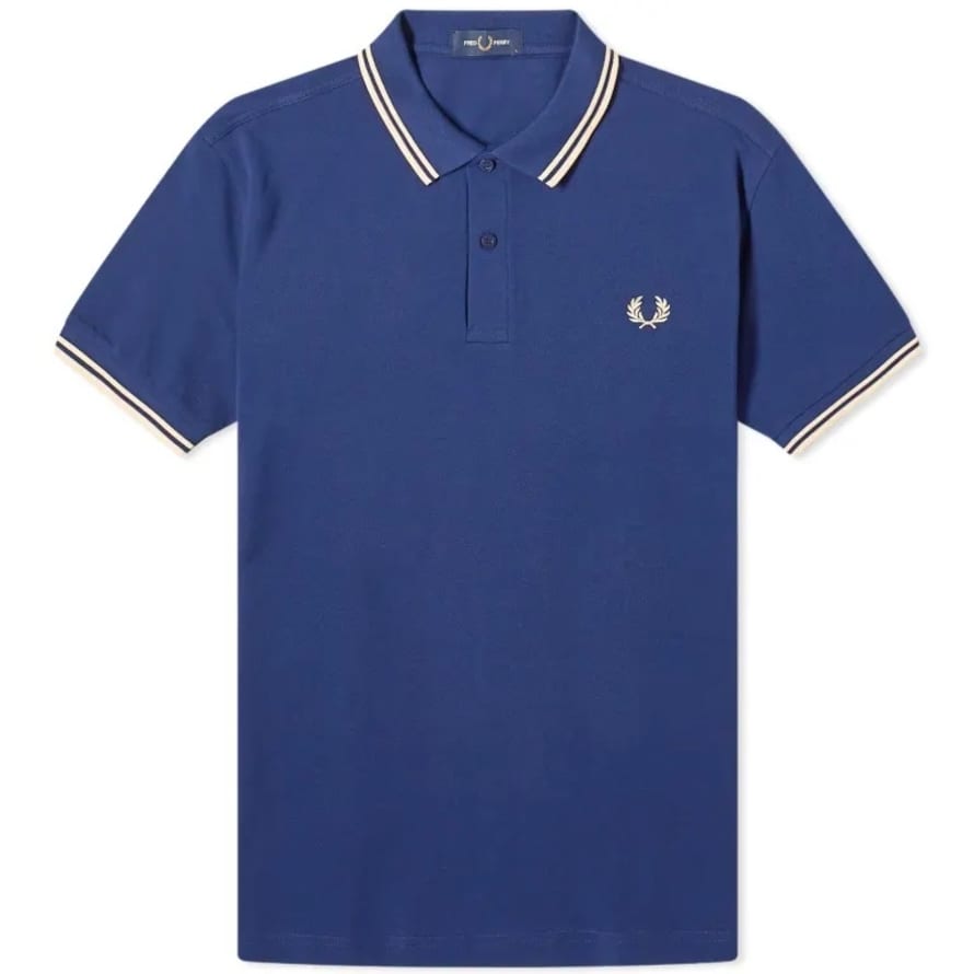 Fred Perry Fred Perry Slim Fit Twin Tipped Polo French Navy & Ice Cream
