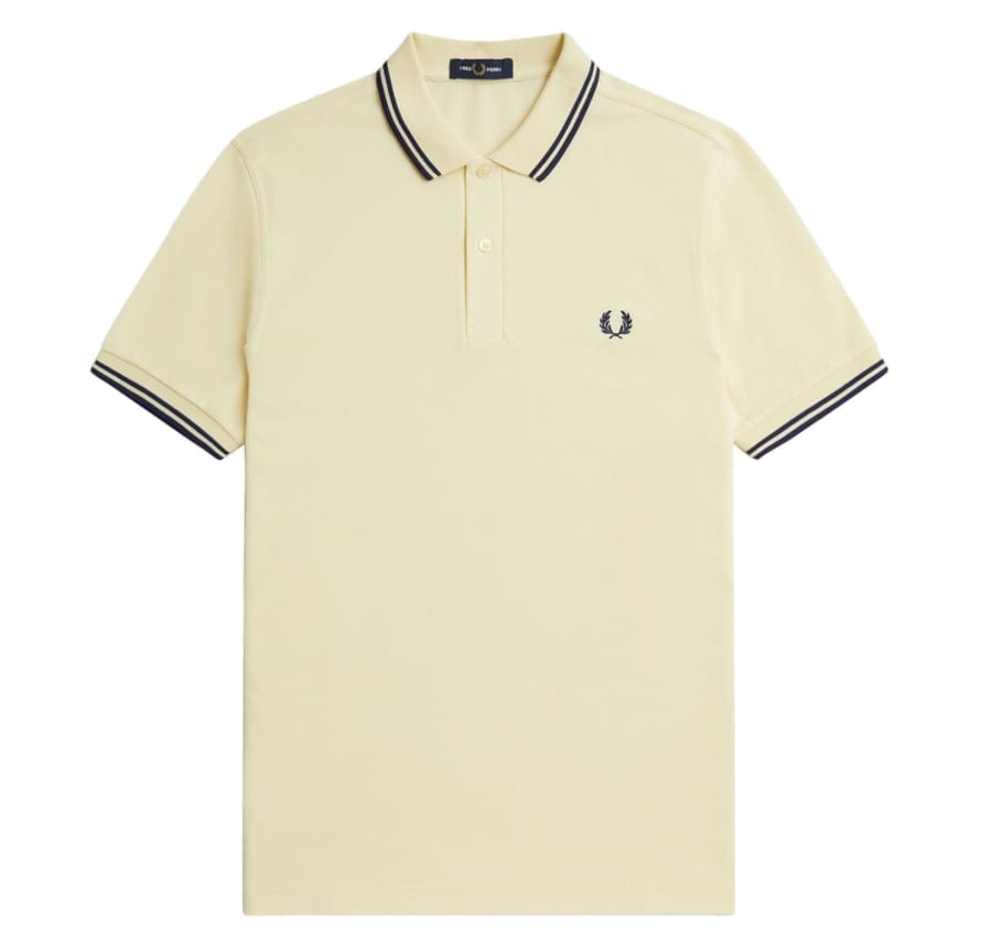 Fred Perry Fred Perry Slim Fit Twin Tipped Polo Ice Cream & French Navy