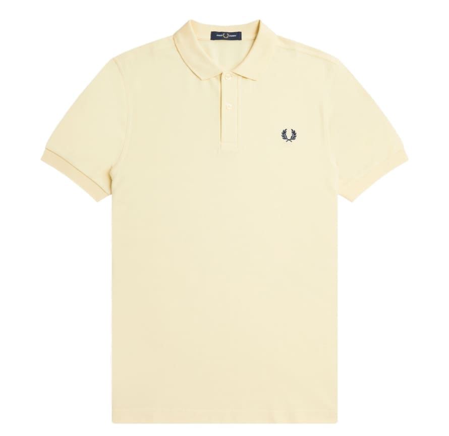 Fred Perry Fred Perry Slim Fit Plain Polo Ice Cream & French Navy