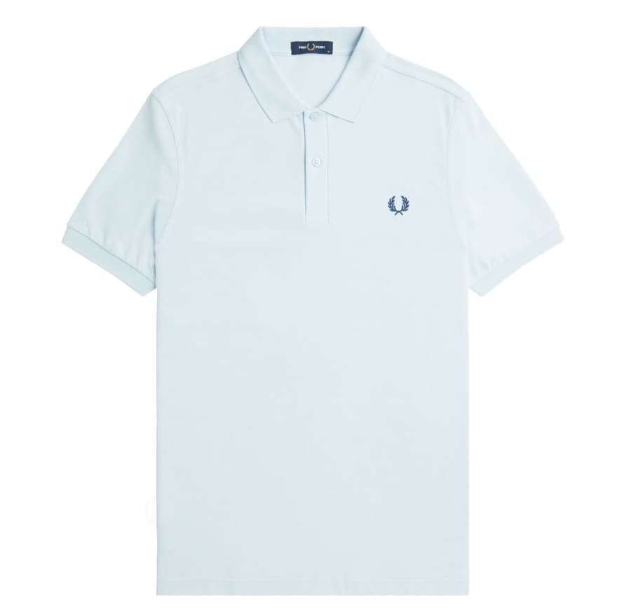 Fred Perry Fred Perry Slim Fit Plain Polo Light Ice & Midnight Blue