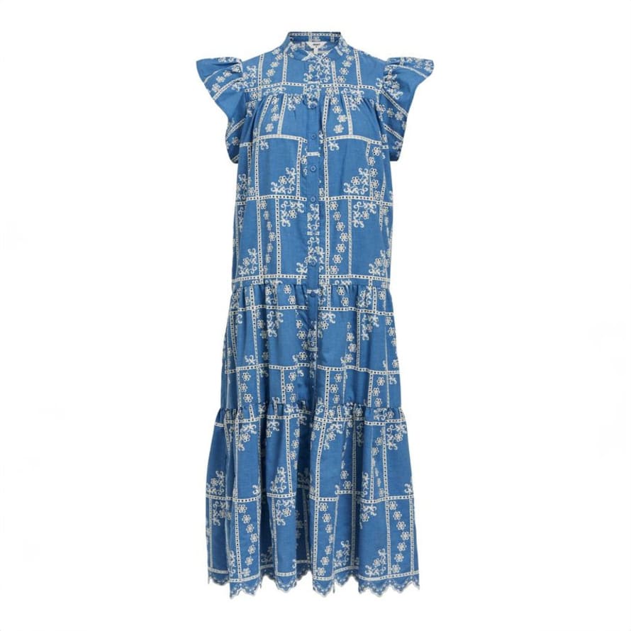 Object Clothing  Blue Embroidered Maxi Dress