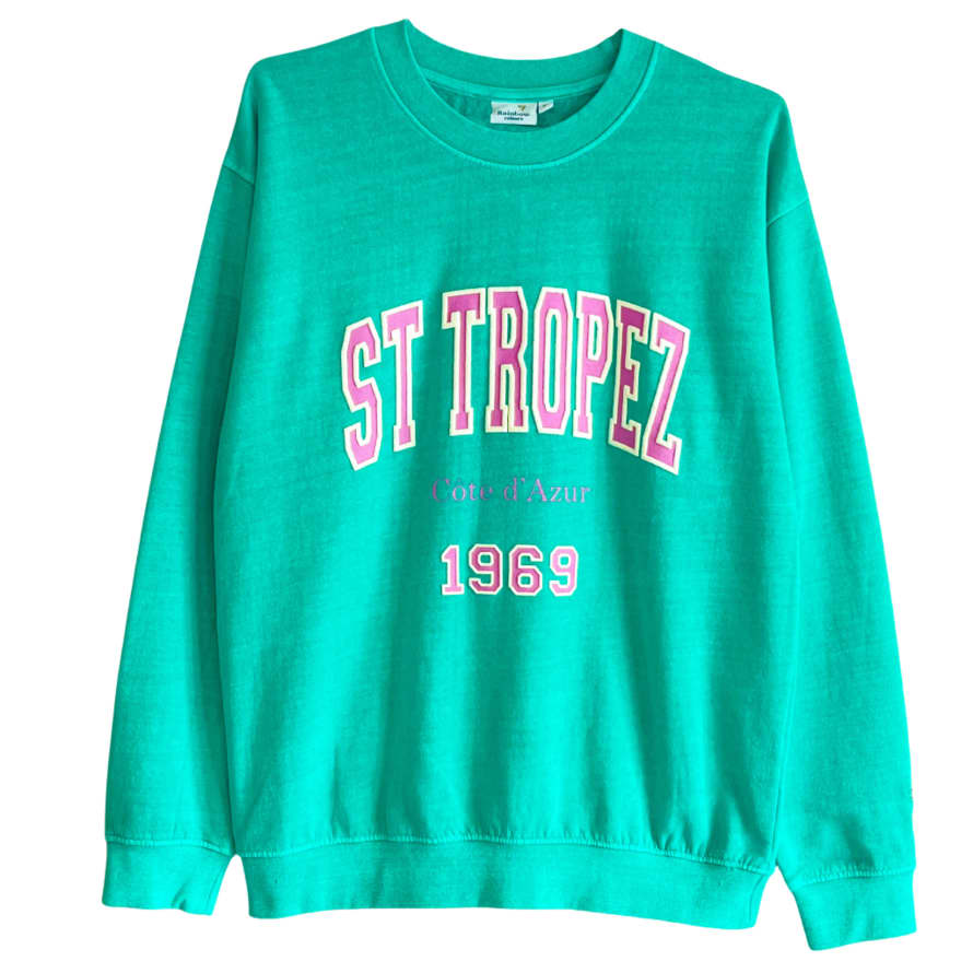 Rainbow Colours London St Tropez Sweatshirt Kelly Green Puff Print Pre Order Via Email!