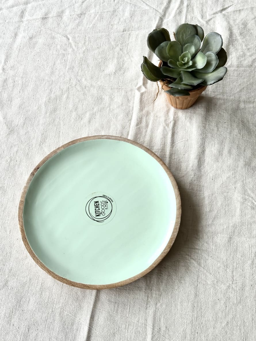 Bamboo 22cm Plate With Mint Green Inlay
