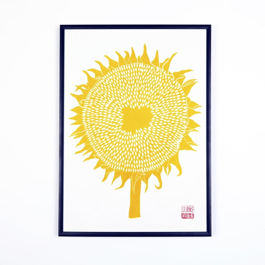 Studio Wald Sunflower Lino Print A3 Framed Print
