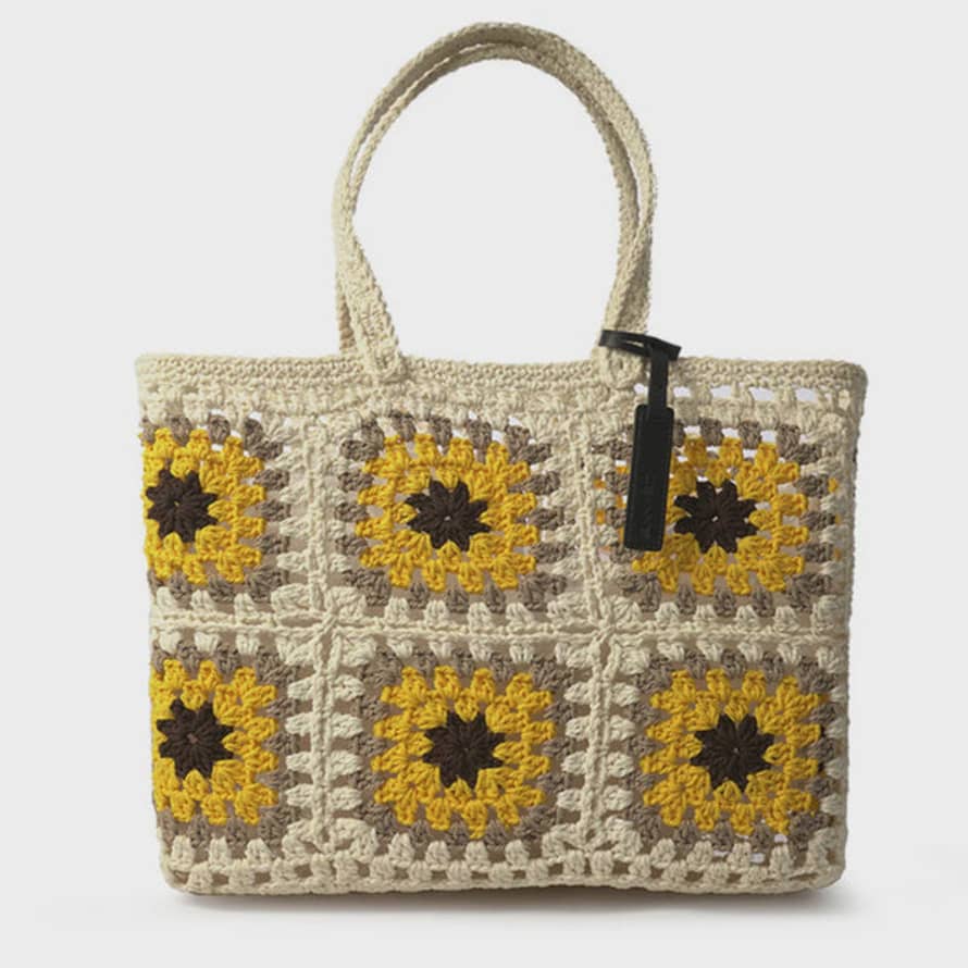 Ceannis Grids Crochet Bag - White/yellow