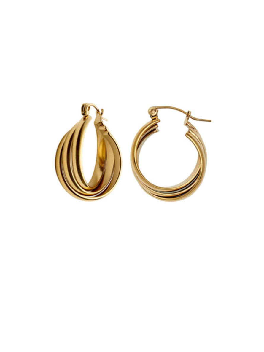 Nordic Muse Gold Triple Entwine Hoop Earrings