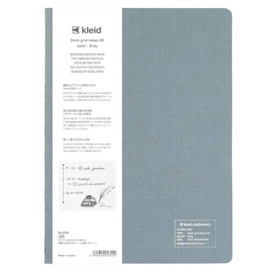 Kleid 2mm Grid A5 Notebook Grey
