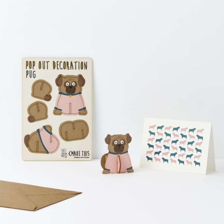 Pop Out Card Company Pug Pop Out Greeting Card