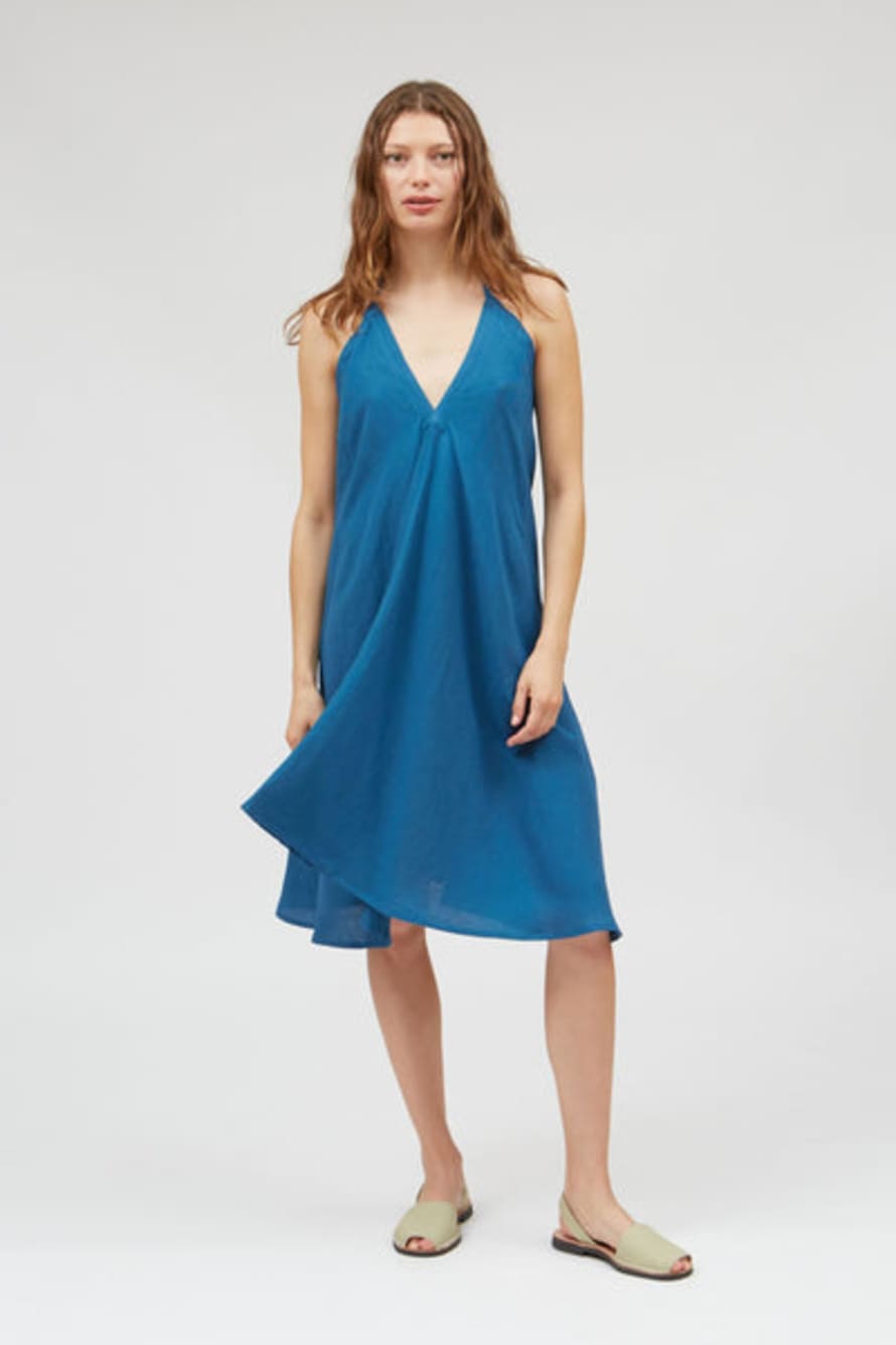 Suite13 Multiposition Short Blue Linen Viscose Dress