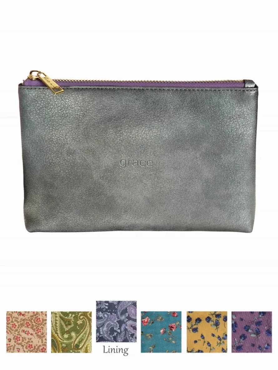 Hot Tomato Pewter and Lavender Grace Faux Leather Pouch