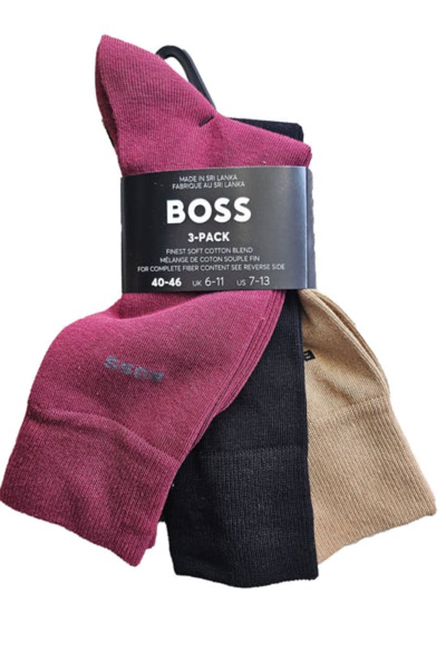 Hugo Boss Boss - 3 Pack Of Regular Length Cotton Blend Socks 50469366 973