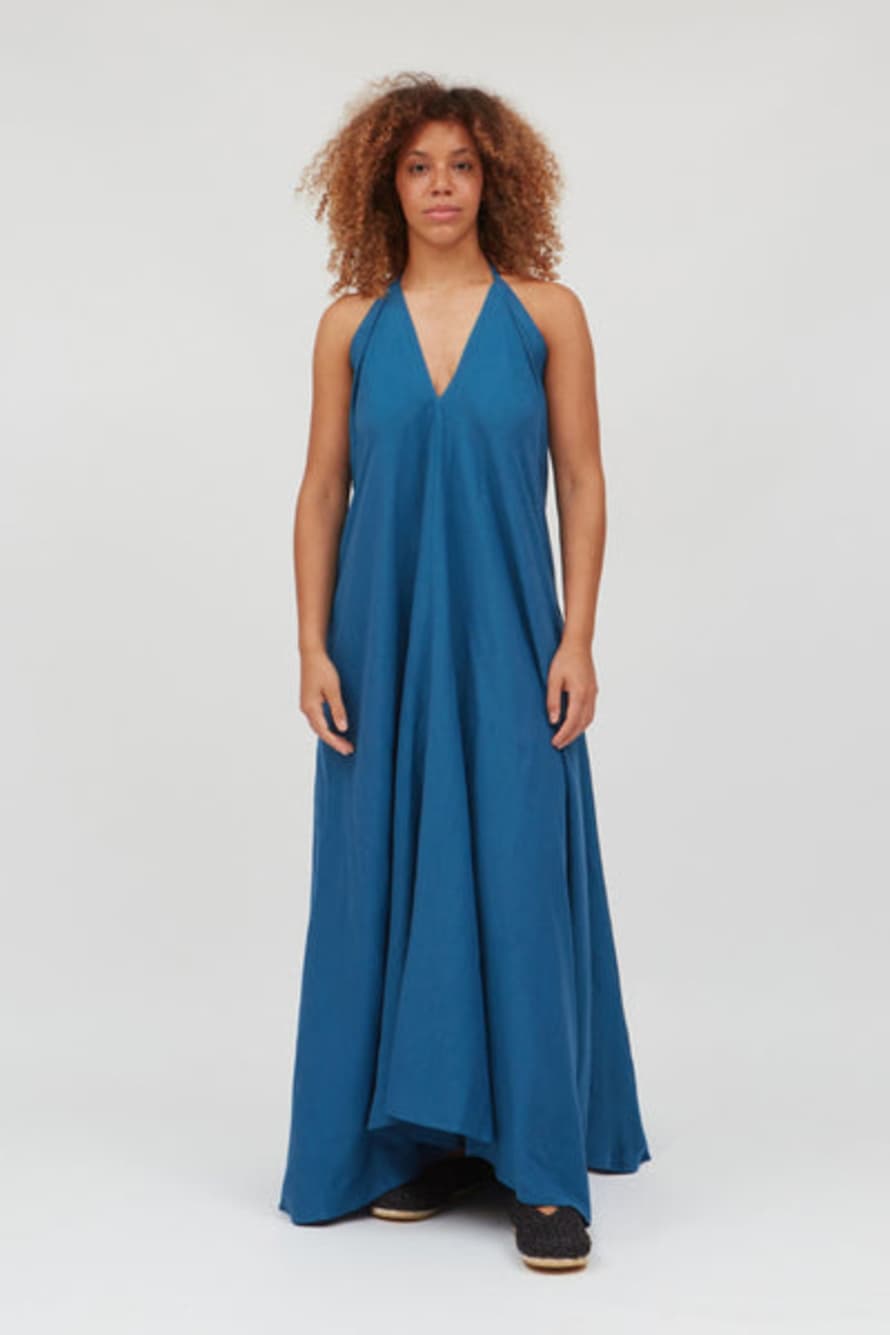 Suite13 Multiposition Blue Long Linen Viscose Dress