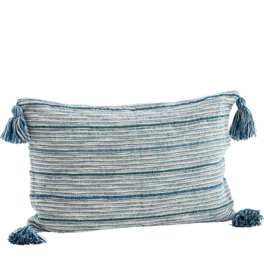 Madam Stoltz Blue Striped Cushion Cover