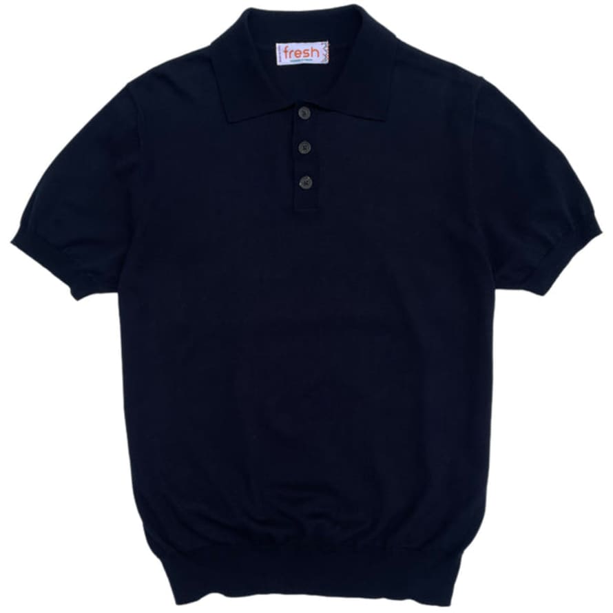 Fresh Weller Extra Fine Cotton Knitted Polo In Navy