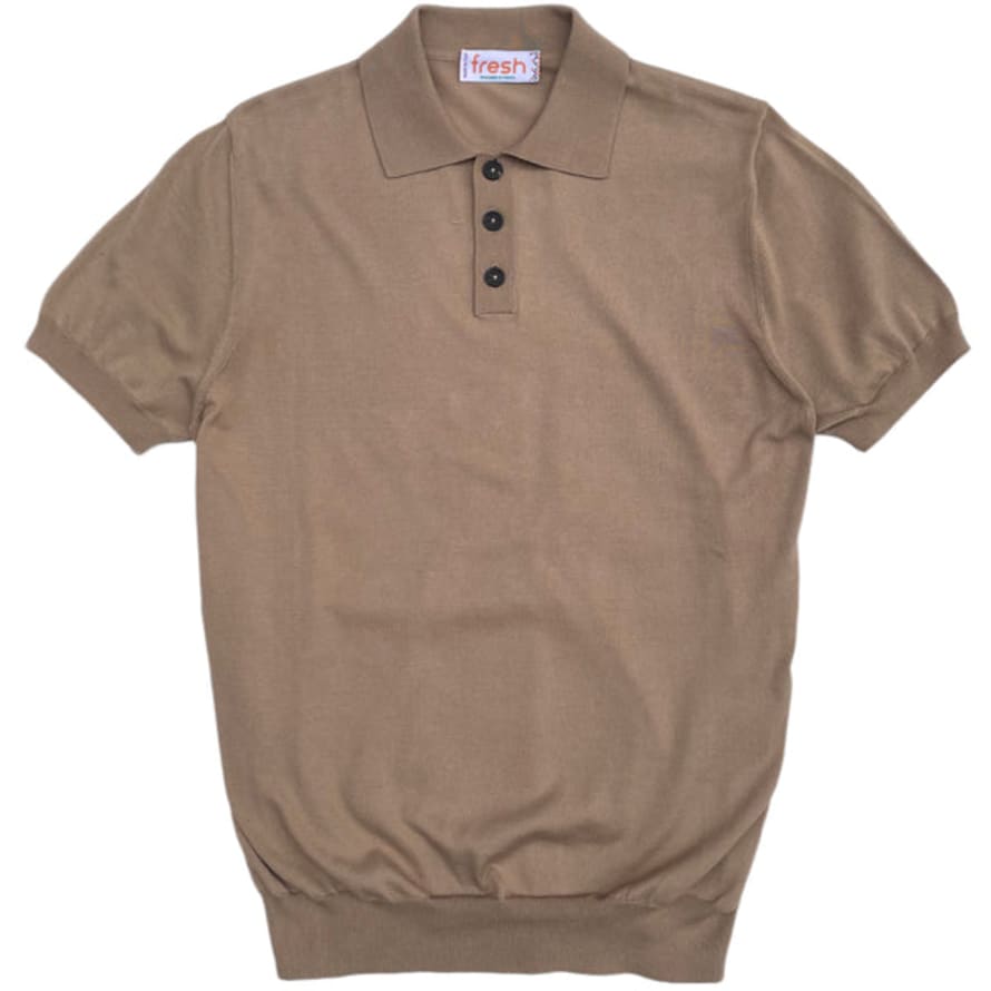 Fresh Weller Extra Fine Cotton Knitted Polo In Sand