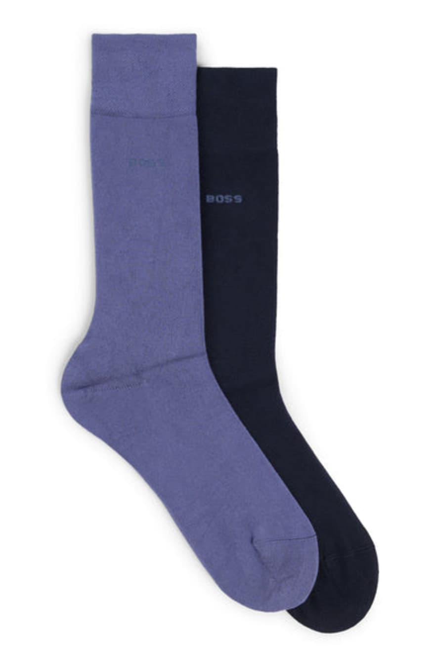 Hugo Boss Boss - 2-pack Of Regular Length Socks In Soft Viscose Bamboo In Dark Blue 50491196 412