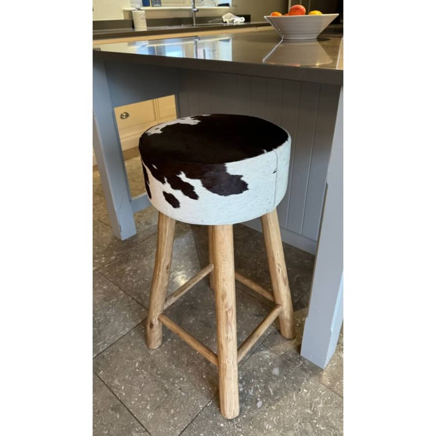 Collective Home Store Black and White Cowhide Breakfast Bar Stool