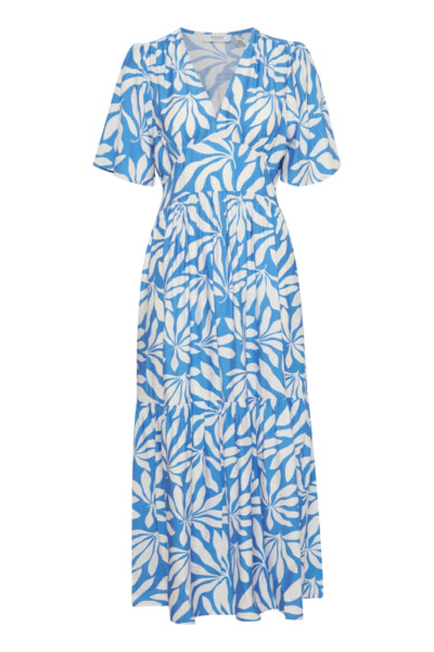 b.young Isela Long Dress In Palace Blue Palms Mix