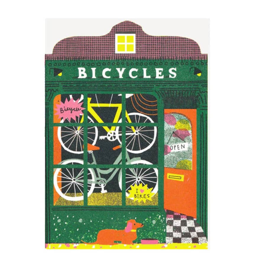 The Printed Peanut Bicycle Shop Die Cut Card