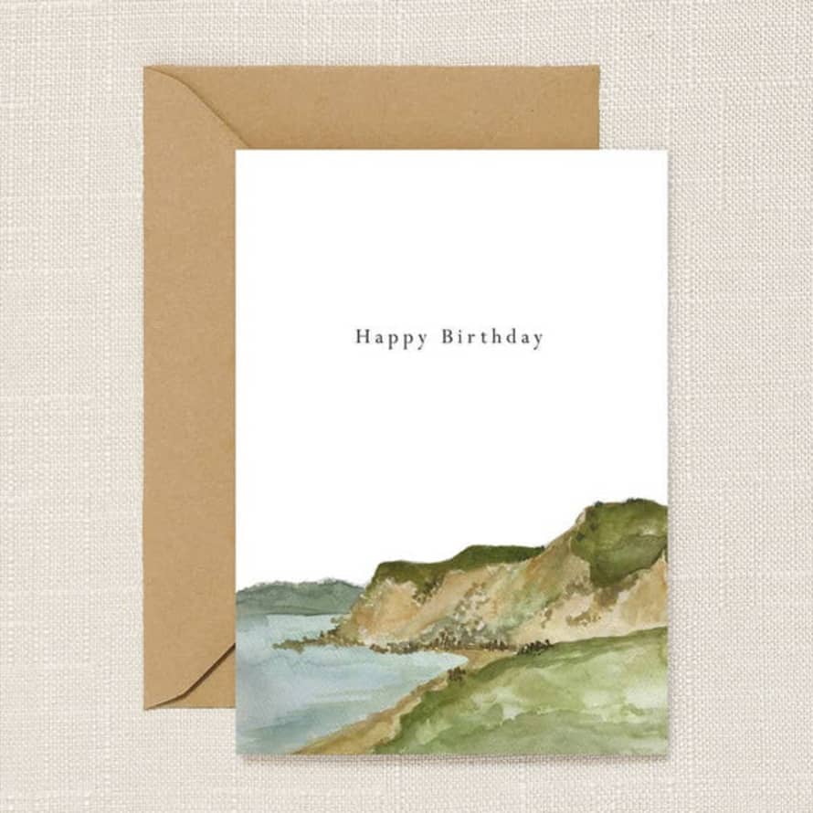 HeatherLucyJ Design Happy Birthday Coastal Cliff Card