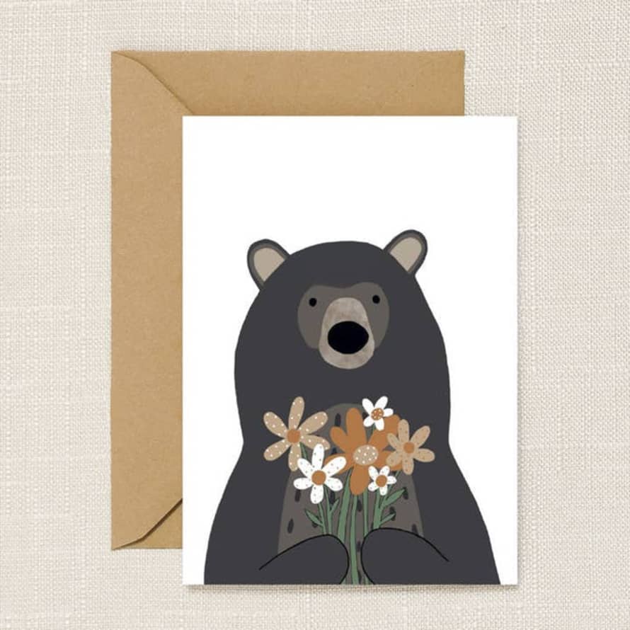 HeatherLucyJ Design Bear With Flowers Card