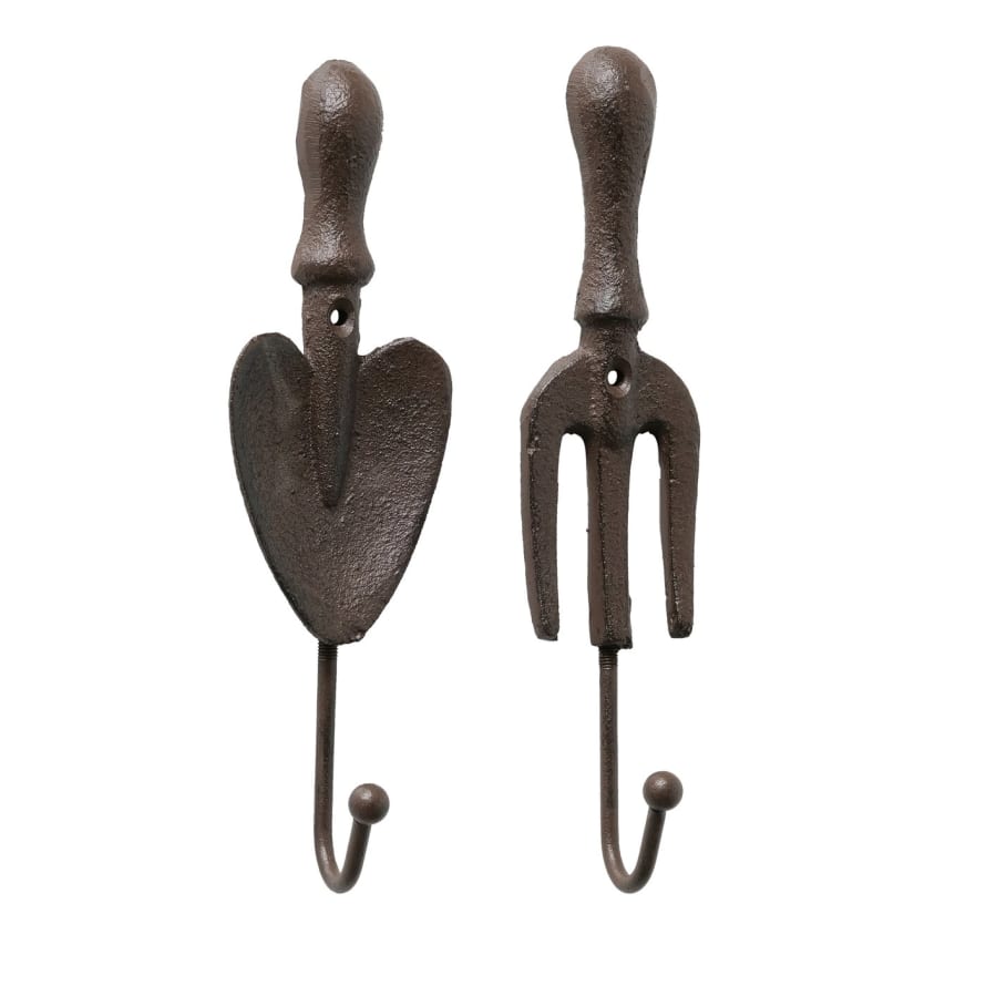 &Quirky Gardner's Cast Iron Coat Hook : Trowel & Fork Set of 2