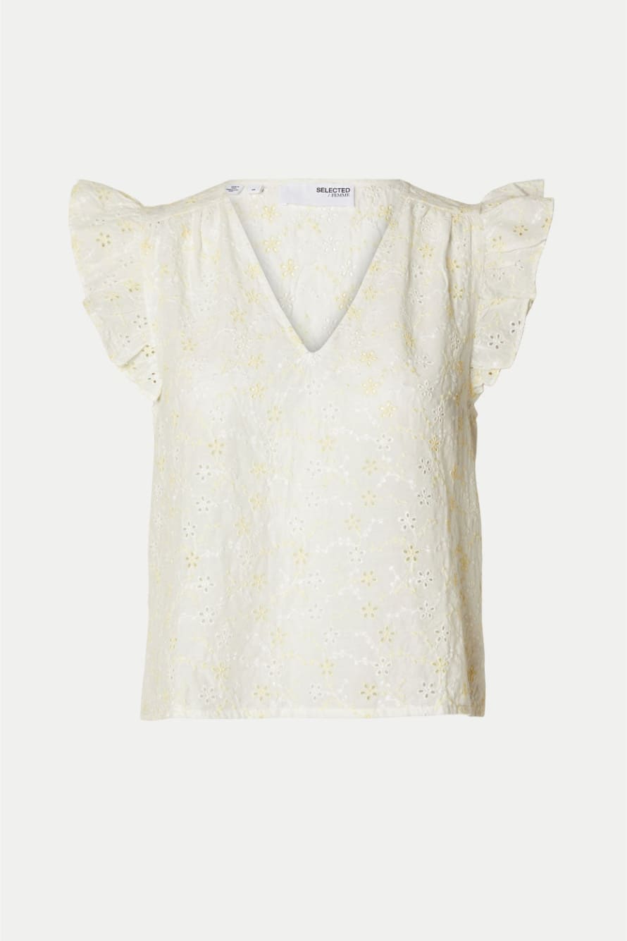Selected Femme Snow White Chiara Embroidered Top