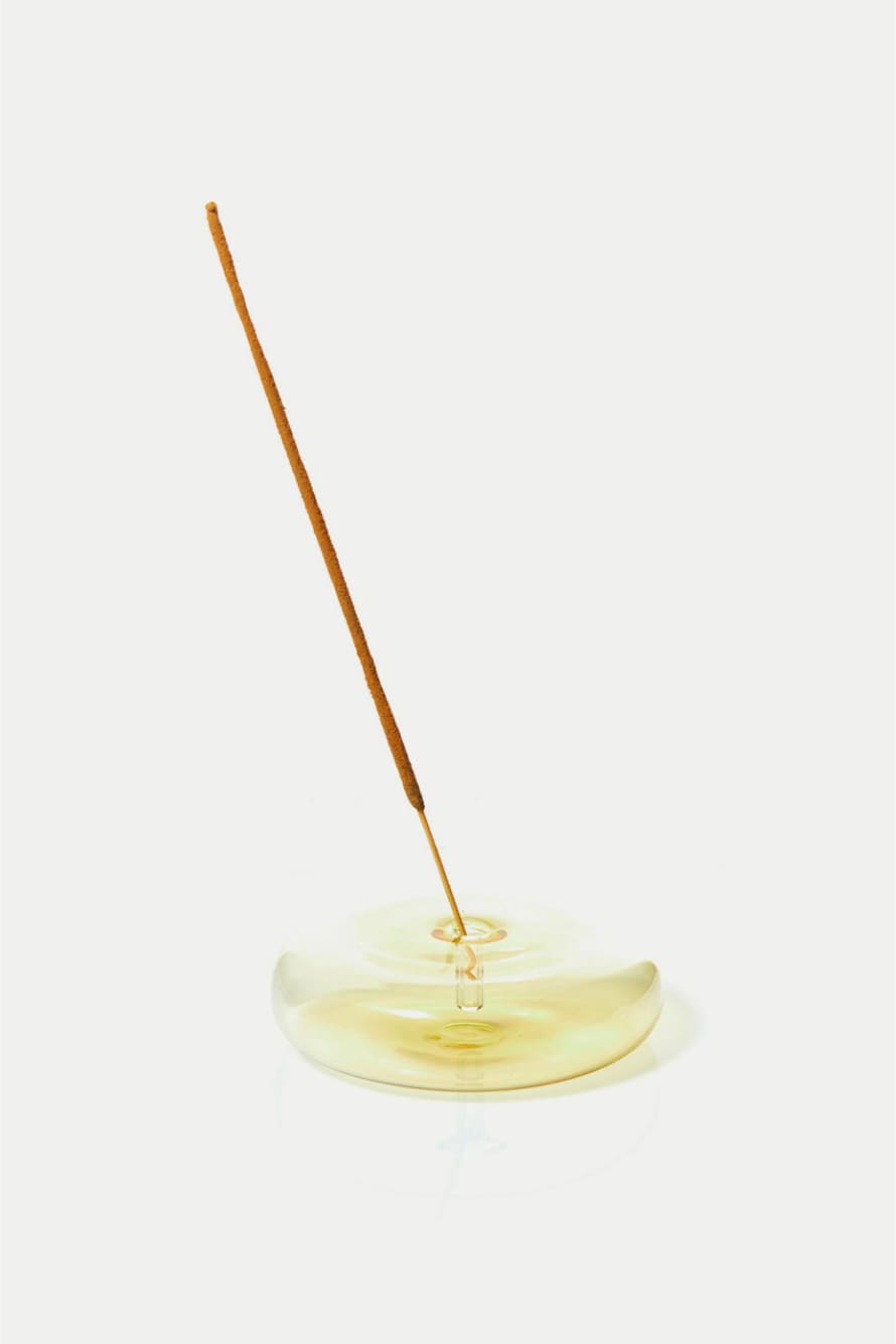 Maegen Yellow Dimple Hand Blown Glass Incense Holder