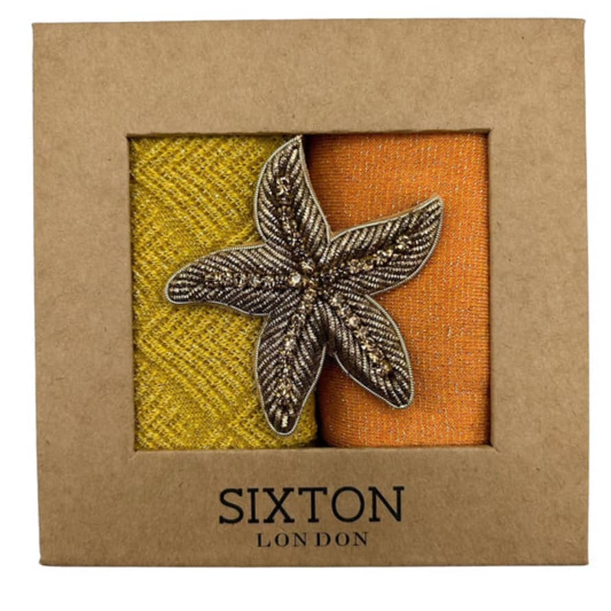 SIXTON LONDON Sunshine Mix Duo Sock Box - With Starfish Brooch