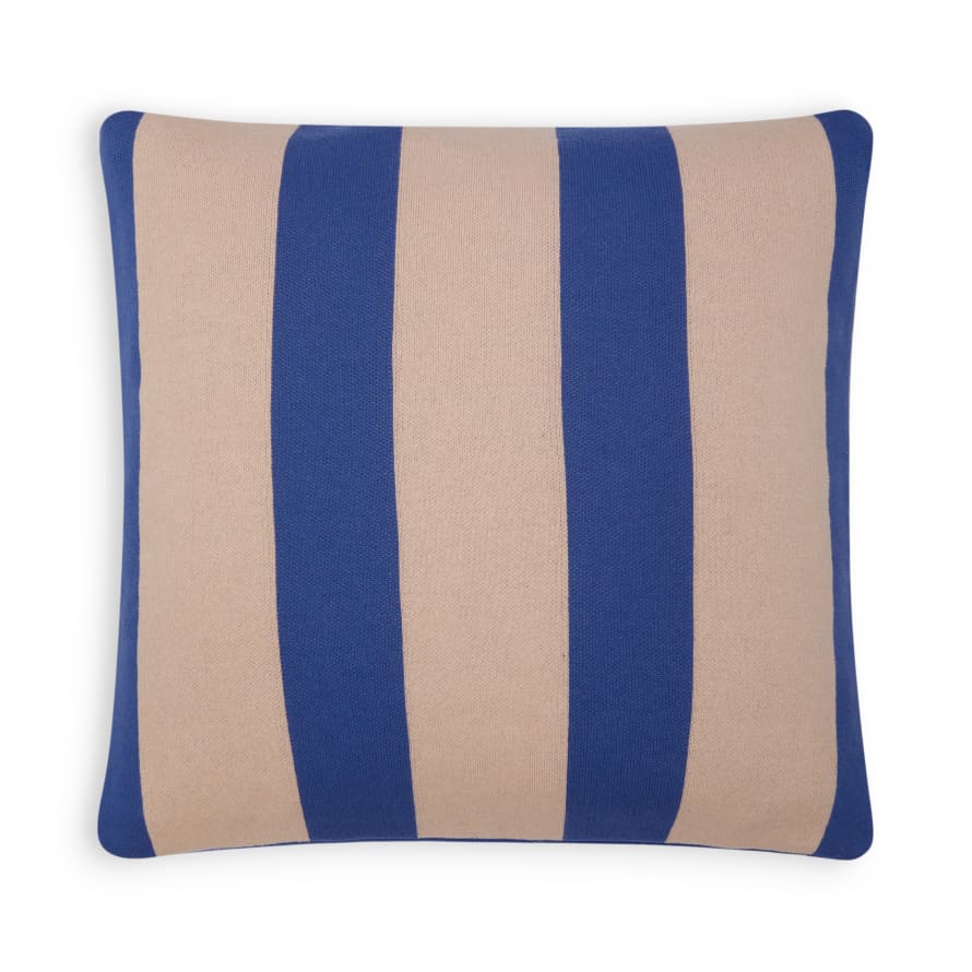 Sophie Home Stripe Knit Cushion Cover - Cobalt & Blush