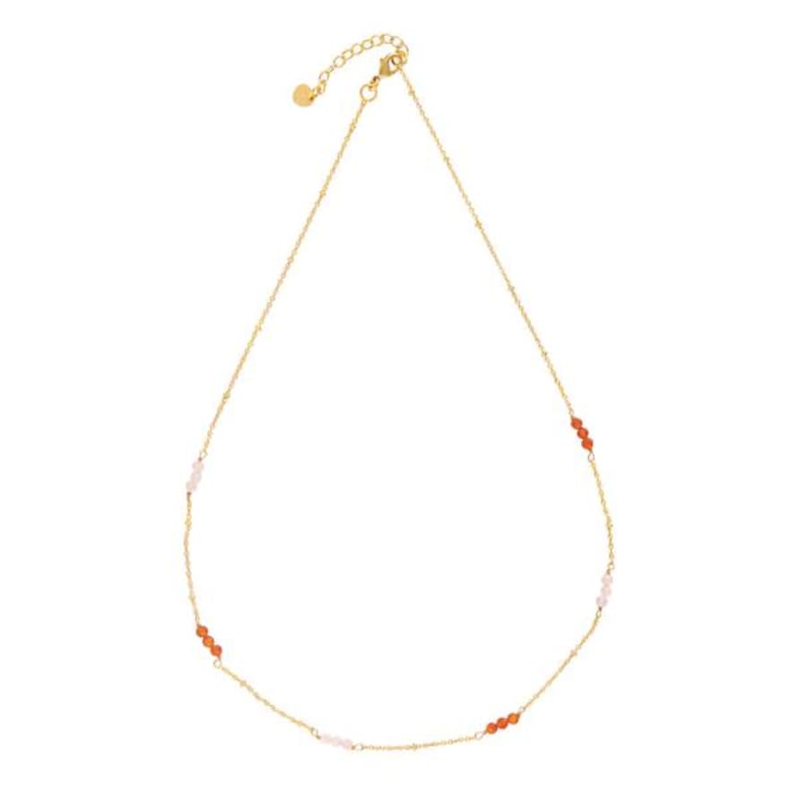 A Beautiful Story Longing Rose Quartz Carnelian Gold Plated Necklace