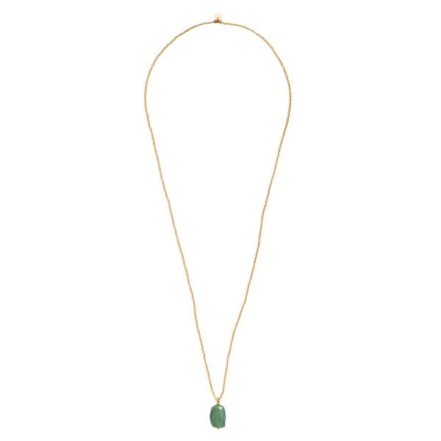 A Beautiful Story Calm Aventurine Gold Coloured Necklace