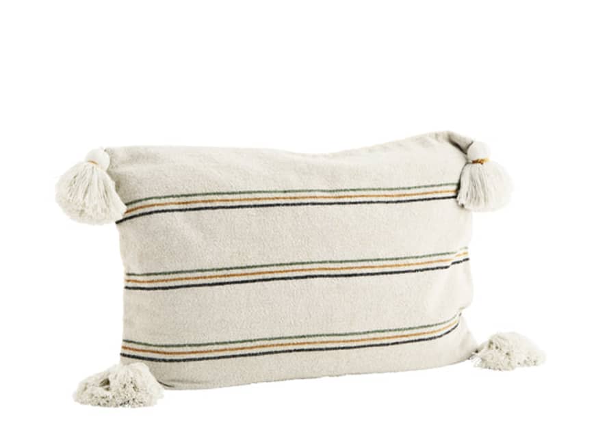 Madam Stoltz Striped Cushion Cover with Tassels