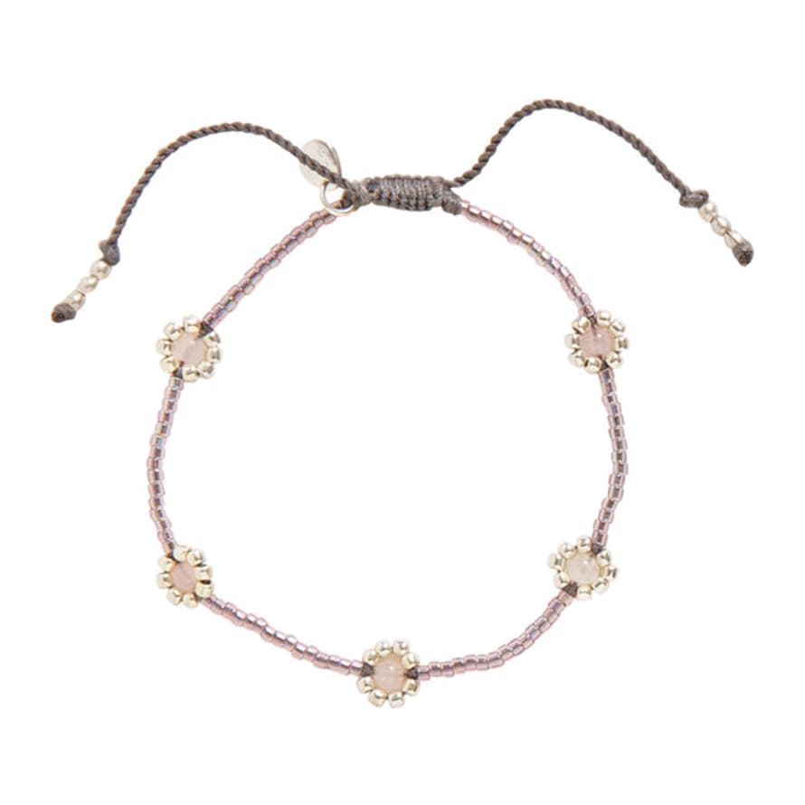 A Beautiful Story Botanic Rose Quartz Silver Coloured Bracelet