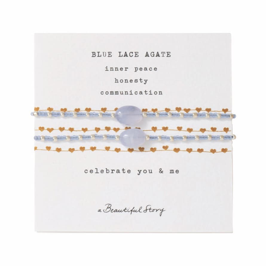 A Beautiful Story Bracelet Card You & Me Blue Lace Agate Silver
