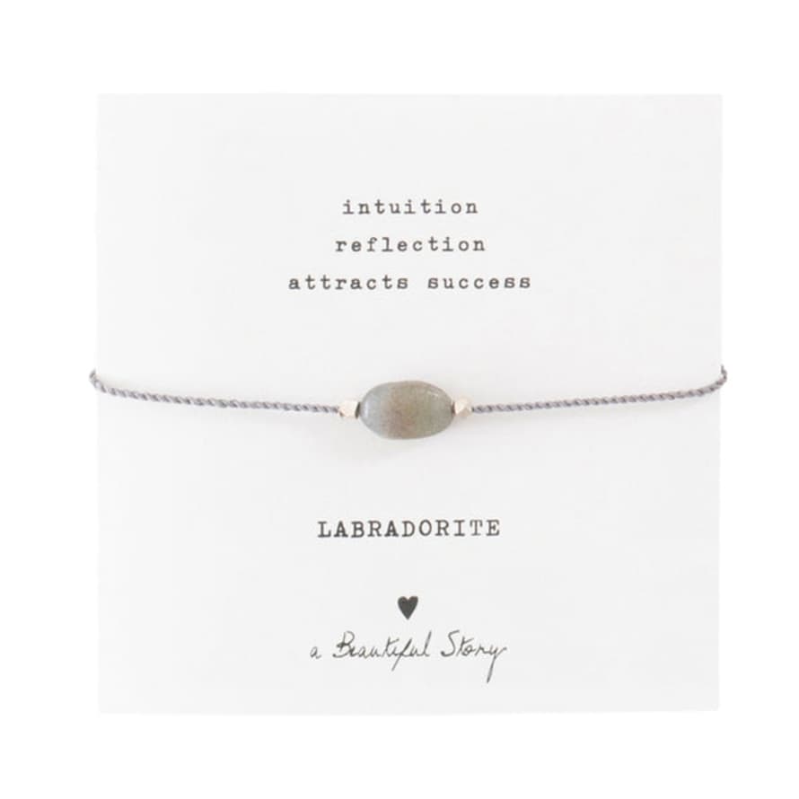 A Beautiful Story Gemstone Card Labradorite Silver Bracelet