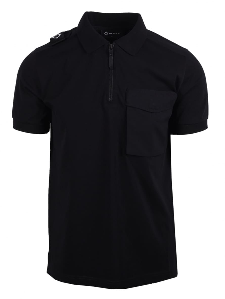 MA. Strum Ma.strum Cargo Pocket Polo Shirt Jet Black